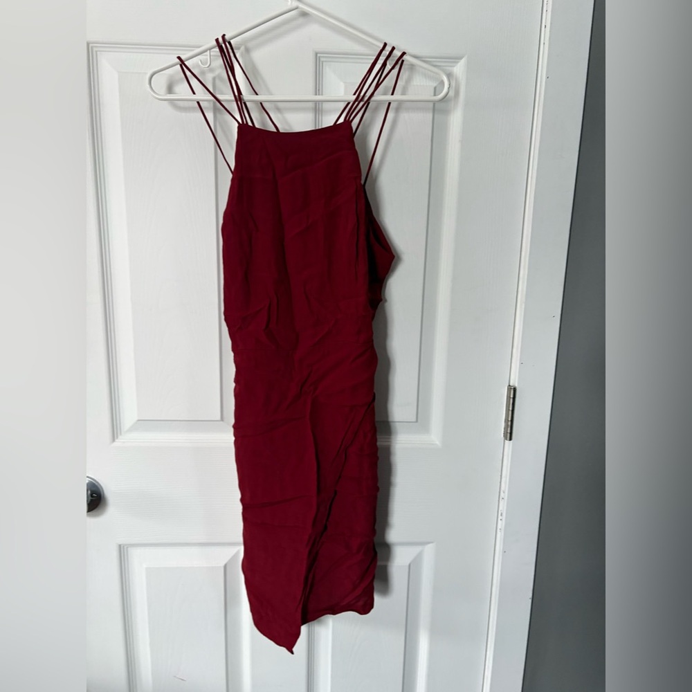 Women's Strappy Bodycon Dress in Burgundy